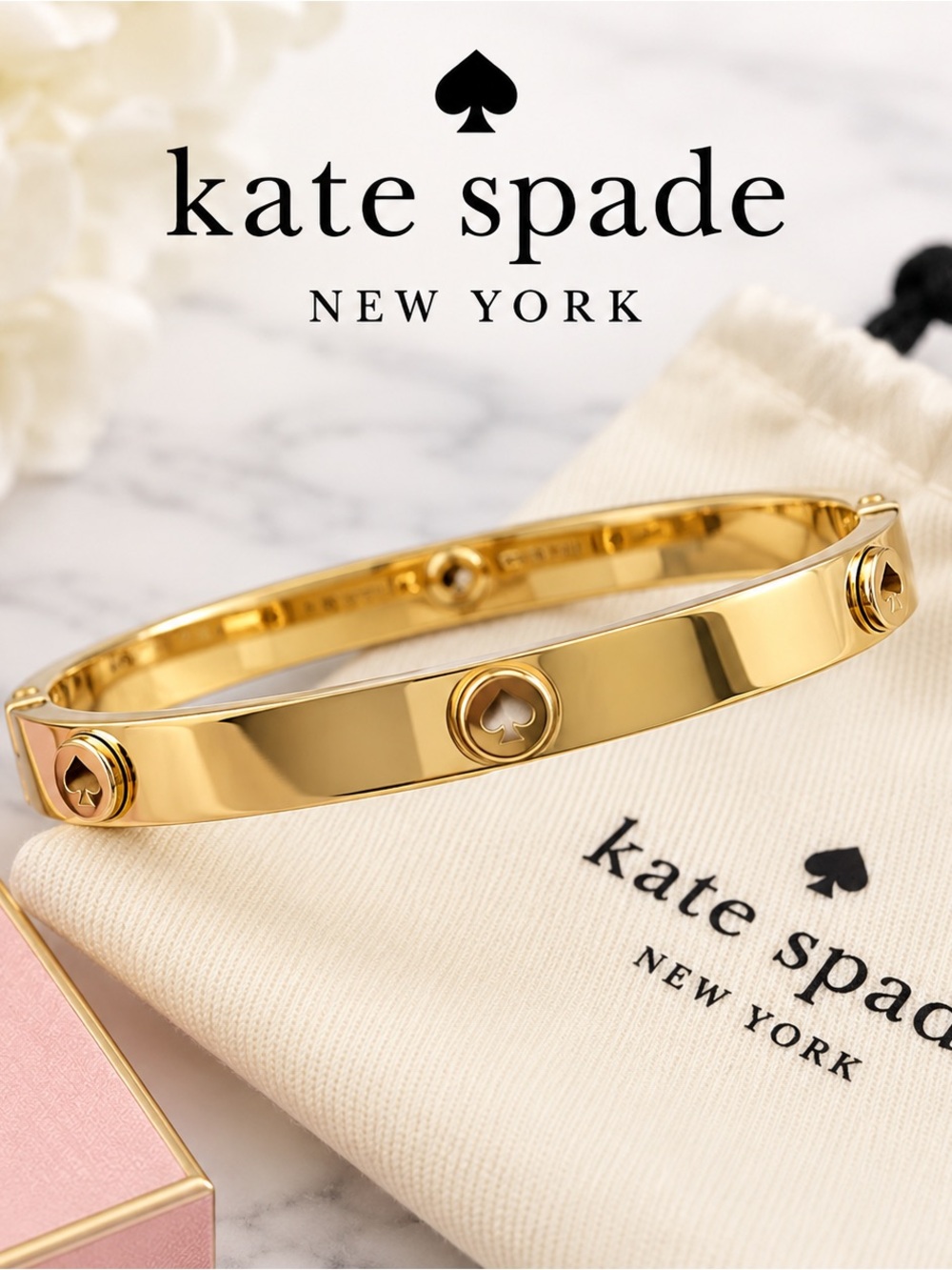 kate spade gold hinged bangle with subtle stud accents